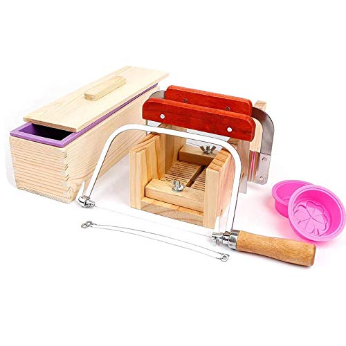 Rain Queen - Molde de jabón rectangular con tapa de silicona para cortar jabón, herramienta de fabricación hecha a mano, jabón, bricolaje ajustable 9 cps