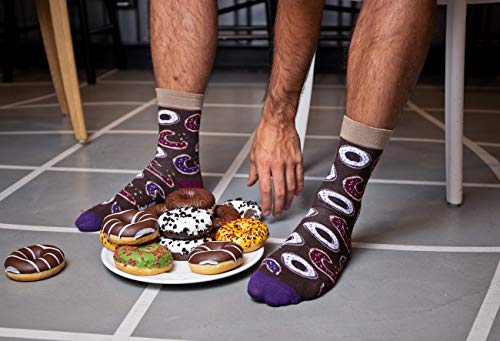 Rainbow Socks - Hombre Mujer Calcetines Oscuros Dulces Graciosos - 3 Pares - Bunuelo Crema Pastel Caramelos - Talla 36-40