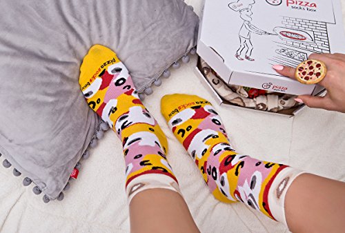 Rainbow Socks - Pizza MIX Caprichosa Hawaiana Pepperoni Mujer Hombre - 4 pares de Calcetines - Tamaño 36-40