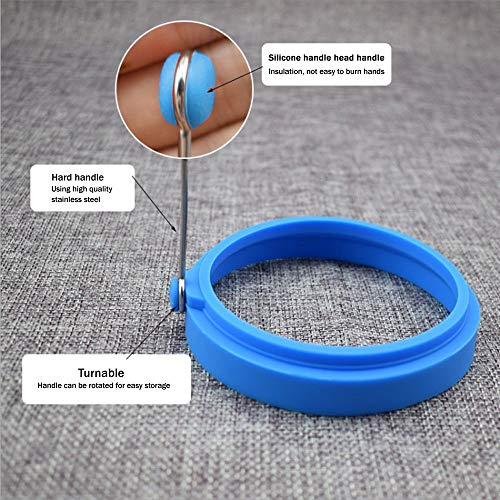 RainRider UK Anillos de Silicona antiadherentes para Huevos, Paquete de 4, Redondo, Antiadherente, Molde para Huevos fritos, Anillos de Cocina, moldes para panqueques para Desayuno, Almuerzo y Cena