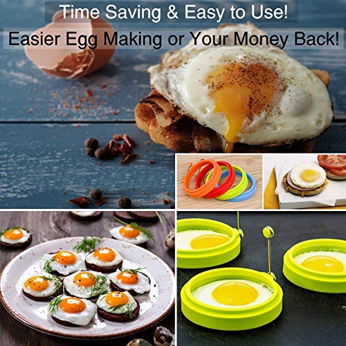 RainRider UK Anillos de Silicona antiadherentes para Huevos, Paquete de 4, Redondo, Antiadherente, Molde para Huevos fritos, Anillos de Cocina, moldes para panqueques para Desayuno, Almuerzo y Cena