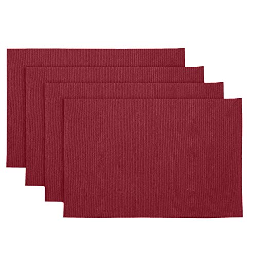 RAJRANG BRINGING RAJASTHAN TO YOU Mantel Individual de Comedor Rectangular - Placemats de Algodon para Mesa de Cocina - Juego de 4 - Rojo Vino - 49 x 33 cm