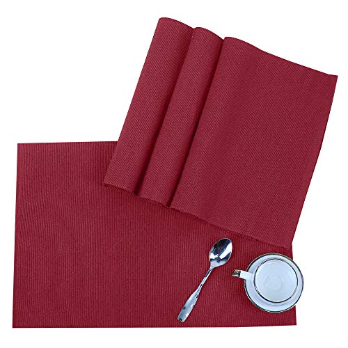 RAJRANG BRINGING RAJASTHAN TO YOU Mantel Individual de Comedor Rectangular - Placemats de Algodon para Mesa de Cocina - Juego de 4 - Rojo Vino - 49 x 33 cm