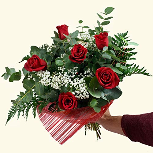 RAMO DE 6 ROSAS ROJAS NATURALES - ENTREGA EN 24 HORAS - FLORES FRESCAS