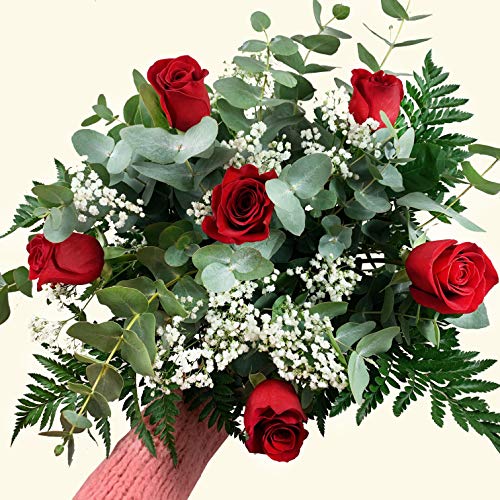 RAMO DE 6 ROSAS ROJAS NATURALES - ENTREGA EN 24 HORAS - FLORES FRESCAS
