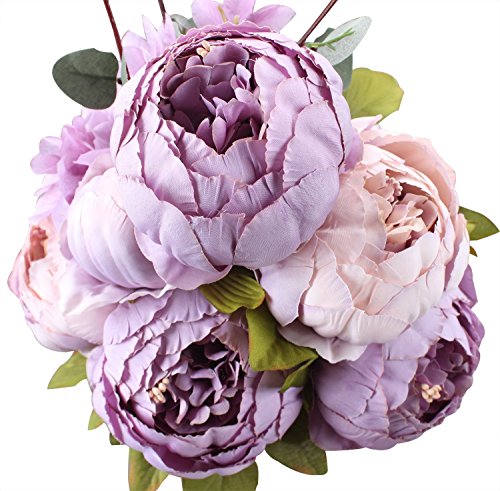 Ramo de peonías artificiales Amkun. Flores de seda para decoración del hogar o bodas, 1 unidad