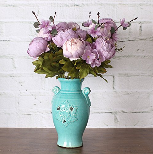 Ramo de peonías artificiales Amkun. Flores de seda para decoración del hogar o bodas, 1 unidad