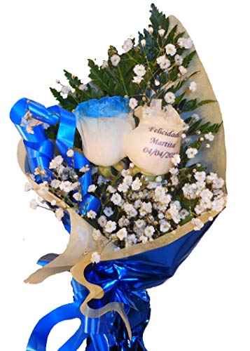 Ramo de rosas naturales a domicilio con una rosa azul y una rosa tatuada con envio y nota dedicatoria incluidos en el precio