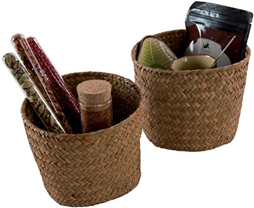 Rangement & Cie RAN6533 - Juego de cestos Redondos (2 Unidades, Junco Trenzado, 14/16 x 11/12 cm)
