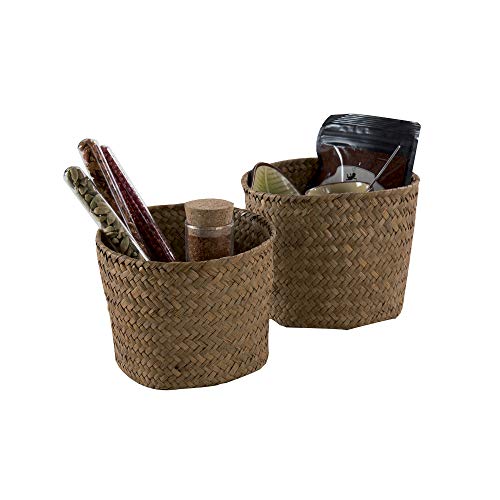 Rangement & Cie RAN6533 - Juego de cestos Redondos (2 Unidades, Junco Trenzado, 14/16 x 11/12 cm)