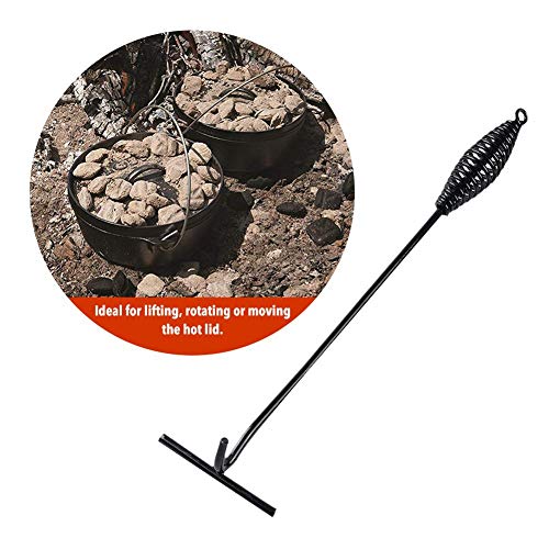ranninao Levantador de Tapa para Horno holandés 26 cm póker Olla de Hierro Fundido Mango de Gancho Parrilla de Camping Accesorios de Cocina para Horno holandés, Olla, hervidor de Agua, ollas wonderful