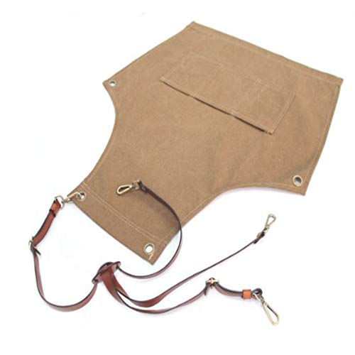RANRANHOME Delantal De Trabajo, Bolsillos De Algodón, Delantal para Herramientas, Correas De Cuero De PU Ajustables, Pintor, Artesanos, Jardinero, Peluquero, Mujeres, Hombres (