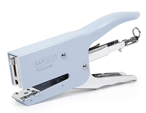 Rapesco Porpoise Grapadora metalica de tenaza, 50 hojas de capacidad, usa grapas 26 y 24/6-8, color azul + Caja de 5000 grapas 26/6 mm, uso standard en la mayoría de grapadoras