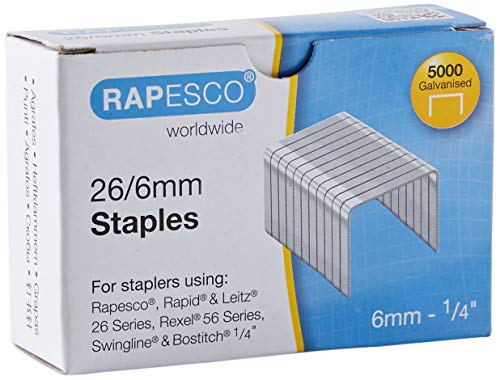 Rapesco Porpoise Grapadora metalica de tenaza, 50 hojas de capacidad, usa grapas 26 y 24/6-8, color azul + Caja de 5000 grapas 26/6 mm, uso standard en la mayoría de grapadoras
