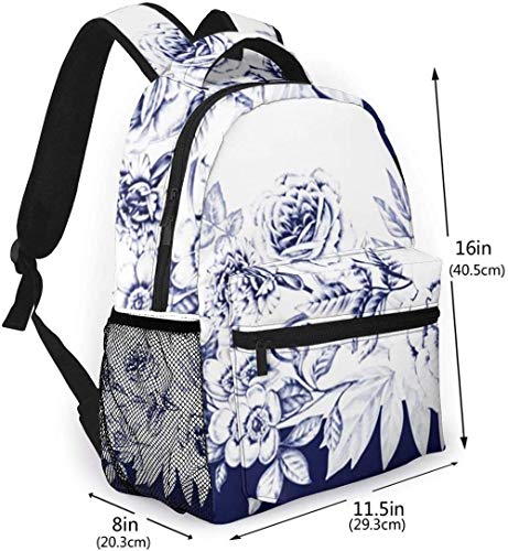 Rapidor Mochila Escolar para Adolescentes, jóvenes, niños, Hombres, Mujeres, Resistente al Agua, Mochilas, Mochilas, Mochila de Viaje Informal, Rosa, peonía, claveles, Flor
