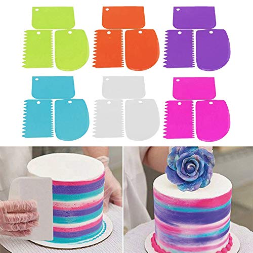 Raspador de Borde Recto - Rascador de Crema de Borde de Dientes Irregulares duraderos Espátulas de plástico para Hornear Pastel Reutilizable Herramientas de decoración de Pastel más Suaves - Verde