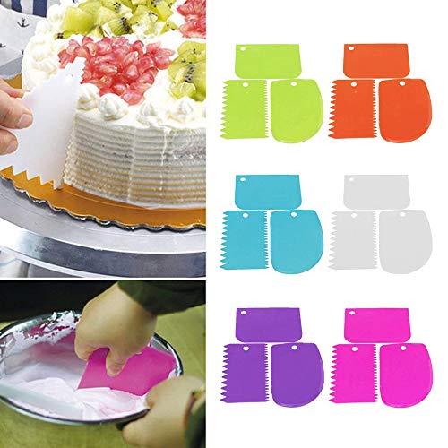 Raspador de Borde Recto - Rascador de Crema de Borde de Dientes Irregulares duraderos Espátulas de plástico para Hornear Pastel Reutilizable Herramientas de decoración de Pastel más Suaves - Verde