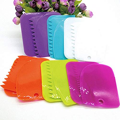 Raspador de Borde Recto - Rascador de Crema de Borde de Dientes Irregulares duraderos Espátulas de plástico para Hornear Pastel Reutilizable Herramientas de decoración de Pastel más Suaves - Verde
