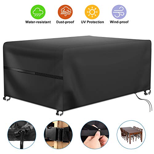 RATEL Protectora para Muebles de jardín, Funda para Muebles de Jardín Impermeable a Prueba de Viento Paño Oxford 420D Cubierta de Mesa de jardín Grandes(242x162x100cm)