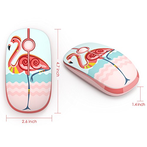 Ratón Inalámbrico, Jelly Comb Ratón Inalámbrico de 2,4 GHz para Ordenador Portátil/Tableta, Preciso y Silencioso (Flamenco)