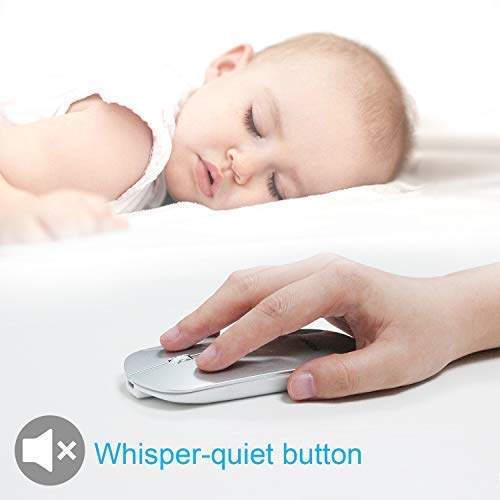 Ratón Inalámbrico Portatil, Fenifox Mini Mouse Bluetooth Ultrafino Recargable, para viajes de negocios, Oficina, compatible Ordenador Mac/Windows/Notebook/Tablet/Celular-Plata