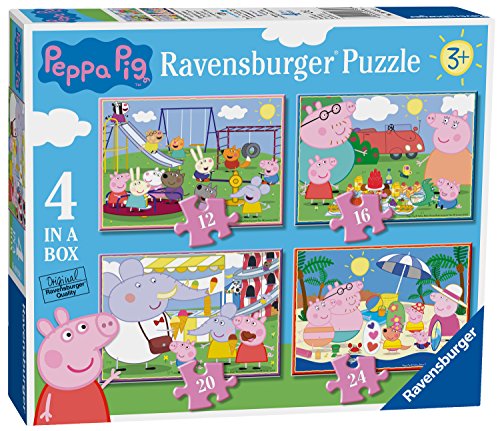Ravensburger Peppa Pig 4 en una Caja (12, 16, 20, 24 Piezas) Puzzles de Sierra