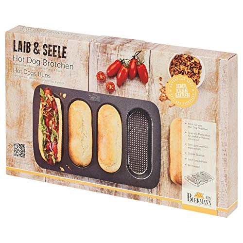 RBV Birkmann 210394 Hot Dog - Moldes para Galletas (4 Compartimentos, Acero, 35,5 x 25,5 x 3,5 cm), Color Gris