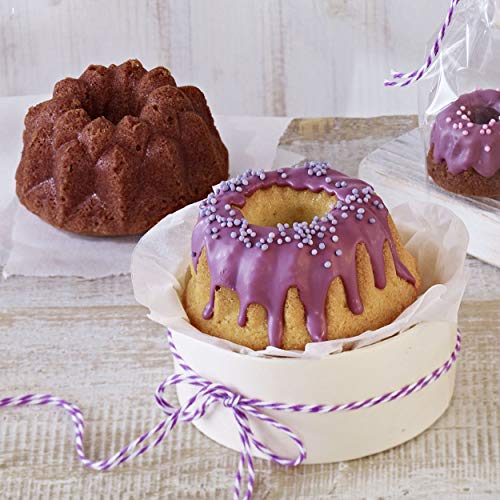 RBV Petit Four Gugelhupfform klein 6-fach auberginen, Maße: 30,5 x 18 x 3,6 cm