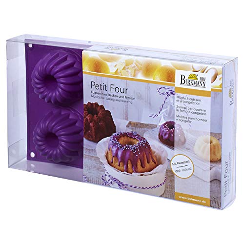 RBV Petit Four Gugelhupfform klein 6-fach auberginen, Maße: 30,5 x 18 x 3,6 cm