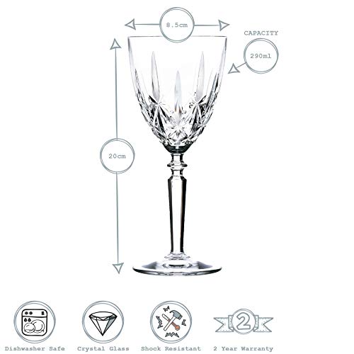 RCR Crystal Orquesta Cortar Vidrio Copas de Vino Copas Set - 290 ml - Pack de 6