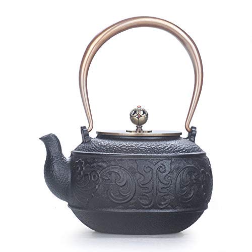 RDSUL Tetera Tetera de Hierro Fundido Tetera marmita de cocción Tetera Retro del Arte del Hierro Talla Familia té de la Tarde 1.4L