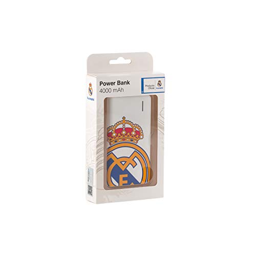 Real Madrid Batería Externa 4000 mAh - con el Escudo Oficial, Compacta y Conexión Micro USB