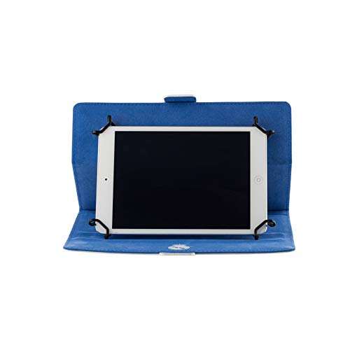 Real Madrid Funda Tablet Universal de 10.1" Pulgadas - Tipo Libro con Escudo Oficial y de Color Blanco
