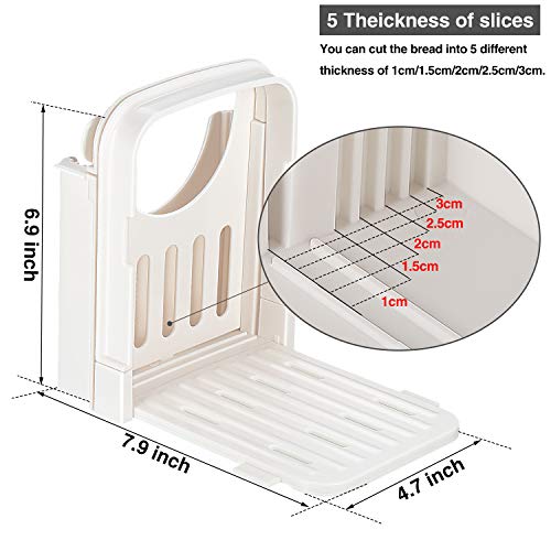 Rebanadora de Pan Rebanadora de Hogaza de Pan Ajustable Cortadora de Pan Tostadora Plegable Cortadora de Sandwicheras Herramienta de Guía de Corte de Pan con 5 Rebanadas de Espesor para Cocina