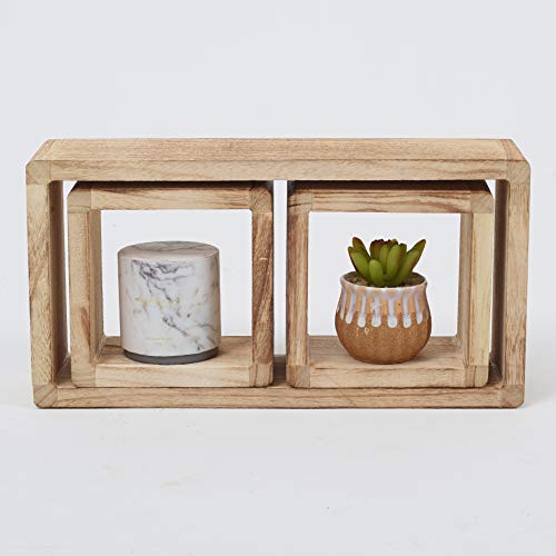 Rebecca Mobili Juego 3 estantes Vintage, estantes Colgantes, 1 rectángulo 2 Cubos, Madera Clara, para Sala de Estar - Medidas: 41 x 21 x 9 cm (AxANxF) - Art. RE4121