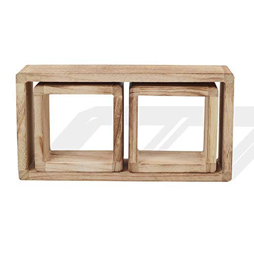 Rebecca Mobili Juego 3 estantes Vintage, estantes Colgantes, 1 rectángulo 2 Cubos, Madera Clara, para Sala de Estar - Medidas: 41 x 21 x 9 cm (AxANxF) - Art. RE4121