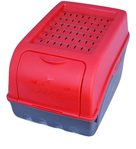 Recipiente de conservación para patatas, verduras, frutas, recipiente de plástico, volumen 7,7 litros + 6 Adhesivos (Rojo)