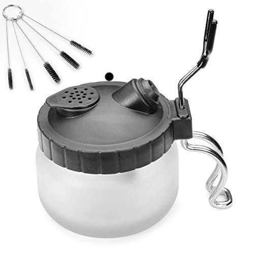 Recipiente de limpieza de aerógrafo, frasco con pintura para limpiar con soporte de aerógrafo más juego de cepillos para limpieza de boquillas de Ouway