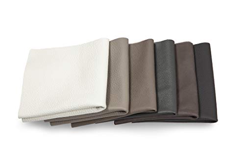 Recortes de cuero - restos de cuero gris, restos de cuero, tamaños grandes, alta calidad, ideal para bolsos, zapatos, reparaciones, decoraciones, manualidades, 1 kg, tamaño A3