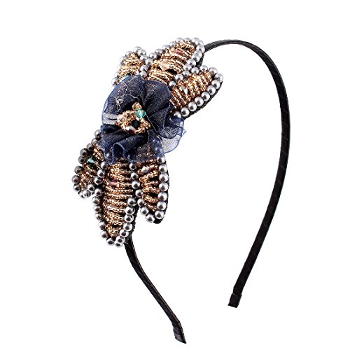 Recuerdos Girls artesanía de flores cuentas de plástico hairband diadema Negro de