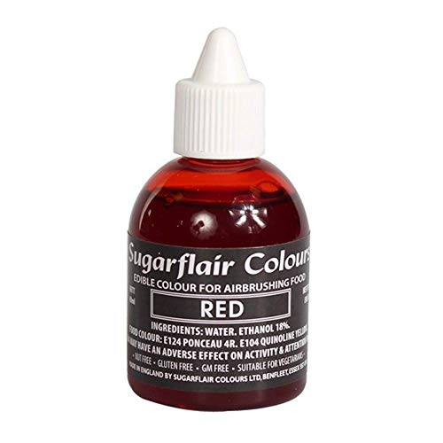 RED - Sugarflair Edible Food Colouring Liquid For Airbrushing Cake Decorating