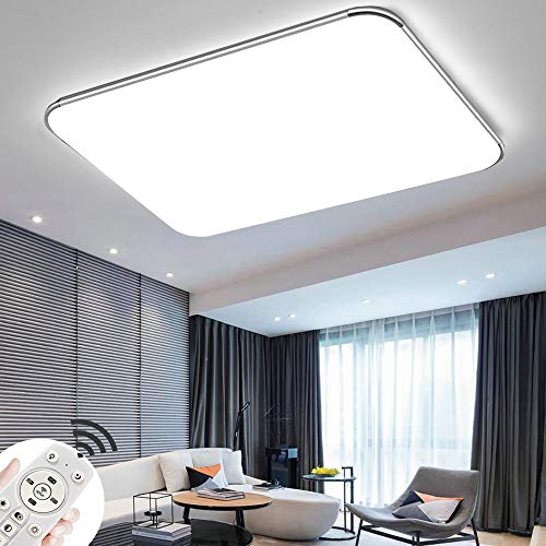 Regulable LED 72W lámpara de techo moderna LED luz de techo Cuadrado delgada 5760lm Plata para Dormitorio Cocina Sala de estar Comedor Balcón Pasillo