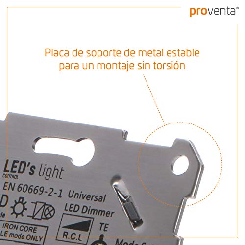Regulador universal para lámparas regulables como set completo con Gira S.55 blanco brillante. 3-150 W LED/10-400 W Hal./incand. Regulación corte de fase inicial y final. Garras de fijación