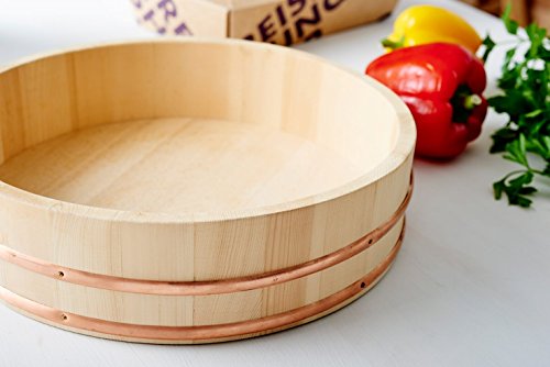 Reishunger Hangiri, Cuenco de Madera para Principiantes (diámetro 30 cm) - Disponible en tamaños de 30 cm a 60 cm, para arroz Sushi