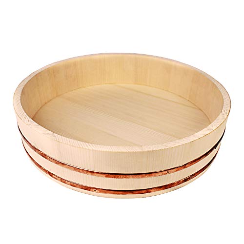 Reishunger Hangiri, Cuenco de Madera para Principiantes (diámetro 30 cm) - Disponible en tamaños de 30 cm a 60 cm, para arroz Sushi