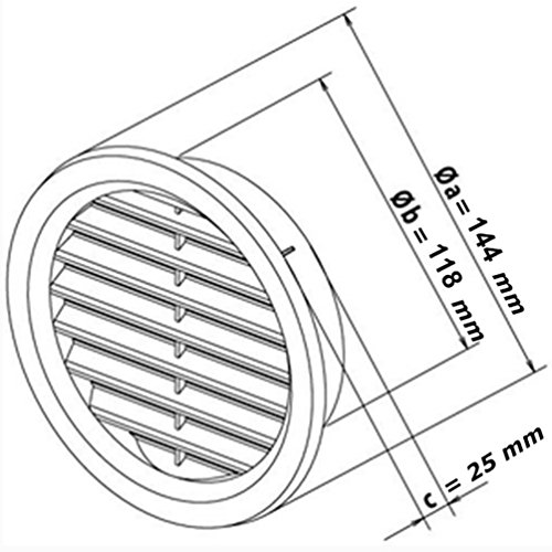 rejilla para sistema de ventilación 125mm de diámetro (12,7 cm, circular, de acero inoxidable)