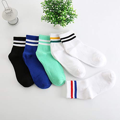 Rekkle Hombres/Mujeres Dos Rayas Deporte del algodón Calcetines elástico Transpirable Manguito para absorción de Humedad