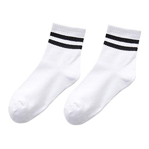 Rekkle Hombres/Mujeres Dos Rayas Deporte del algodón Calcetines elástico Transpirable Manguito para absorción de Humedad