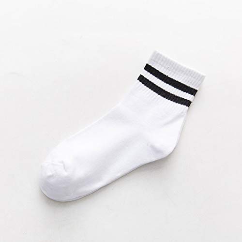Rekkle Hombres/Mujeres Dos Rayas Deporte del algodón Calcetines elástico Transpirable Manguito para absorción de Humedad