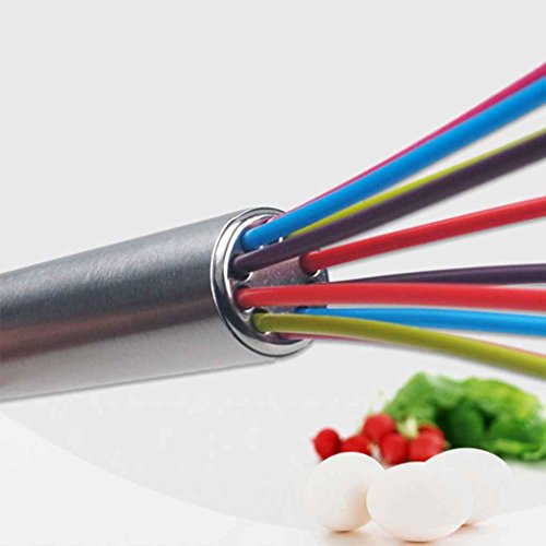Rekkles De Mano de Acero Inoxidable Mango 5 Hilos de Silicona Huevos batidor de Cocina Mezclador batidor de Huevo